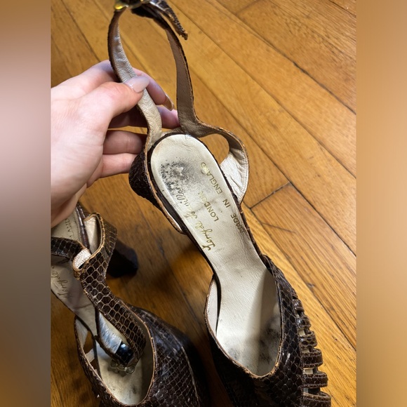 70s Vintage Terry De Havilland SnakeSkin Platform Pumps Sz 6.5 - Picture 6 of 16
